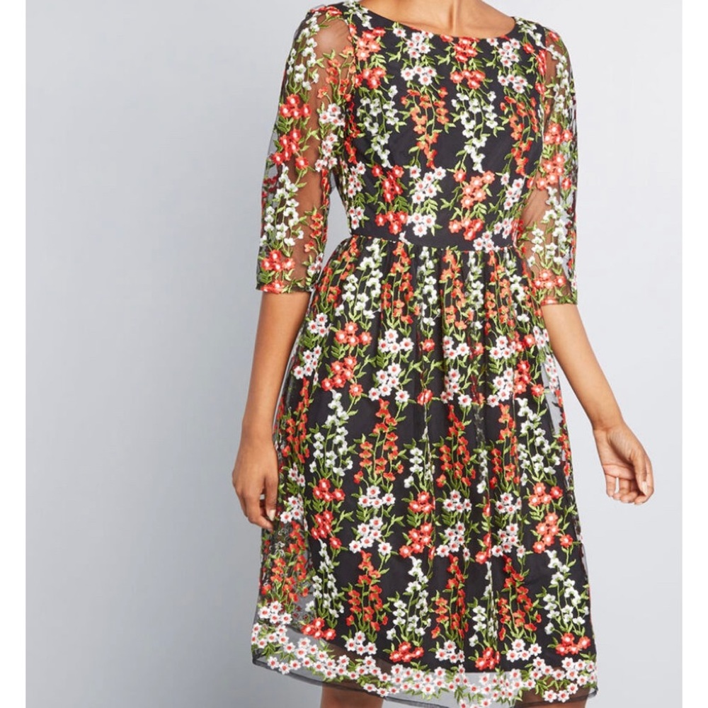 Duly Dreamy Embroidered A-Line Dress